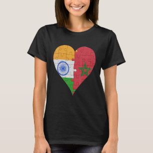 T-shirt Coeur du drapeau indien marocain