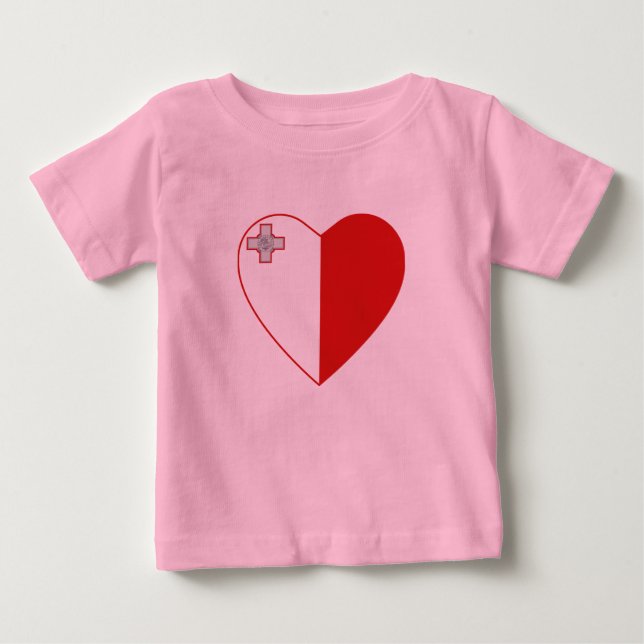 T-shirt Coeur du drapeau maltais (Devant)