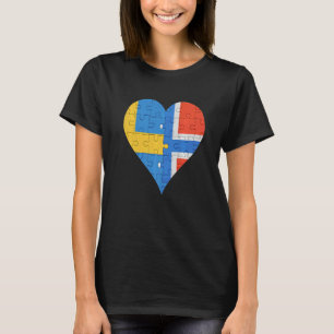 T-shirt Coeur du drapeau norvégien suédois