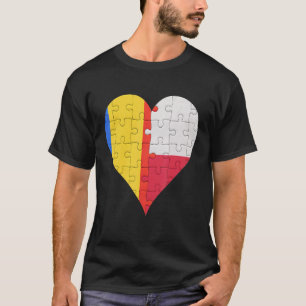 T-shirt Coeur du drapeau roumain polonais