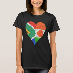 T-shirt Coeur du drapeau sud-africain nigérien