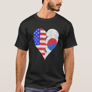 T-shirt Coeur du drapeau sud-coréen américain