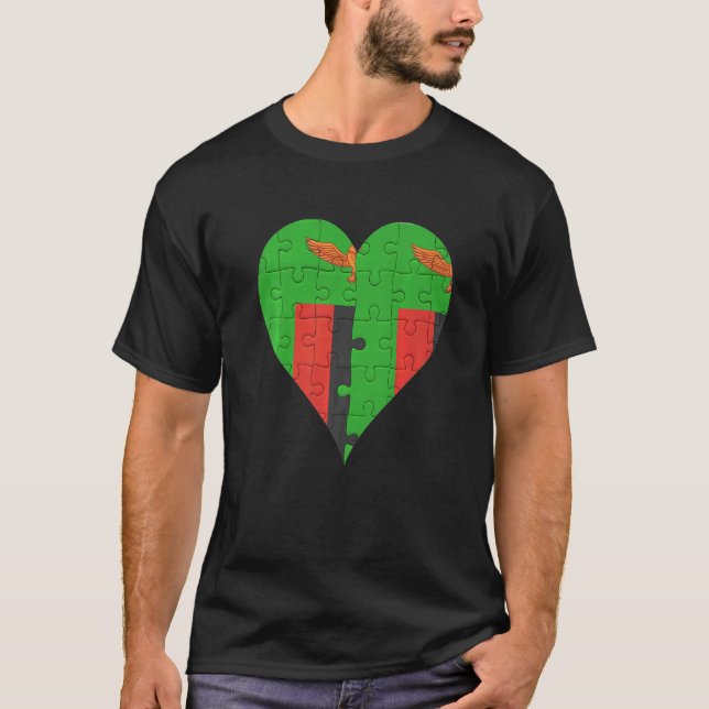 T-shirt Coeur du drapeau zambien (Devant)