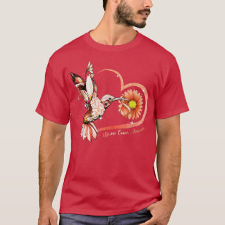T-shirt Coeur du tournesol de colibri Peach Ruban Uterine 