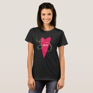 T-shirt Cœur en feuille d'or d'amour moderne