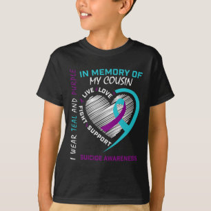 T-shirt Coeur En Mémoire De Mon Cousin Sensibilisation Au