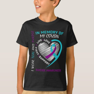 T-shirt Coeur En Mémoire De Mon Cousin Sensibilisation Au