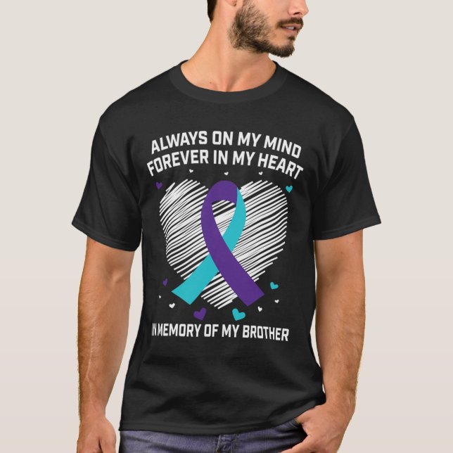 T-shirt Coeur En Mémoire De Mon Frère Sensibilisation Au S (Devant)