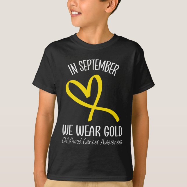 T-shirt Coeur En Septembre Nous Portons Or Cancer Enfance  (Devant)
