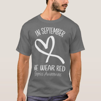T-shirt Coeur En Septembre Nous Portons Red Sepsis Sensibi