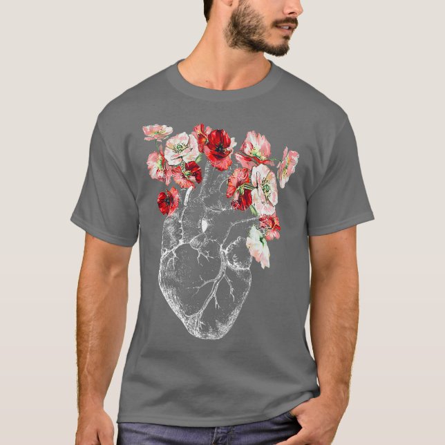 T-shirt Coeur et fleurs anatomiques (Devant)