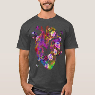 T-shirt Coeur Et Fleurs Anatomiques Montrent Votre Femme A