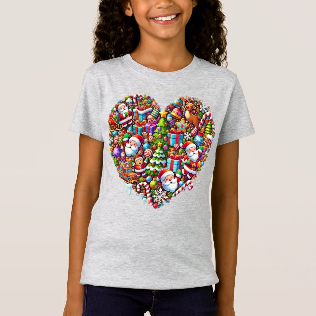 T-Shirt "Coeur festif : Tee magique de Noël" (Devant)
