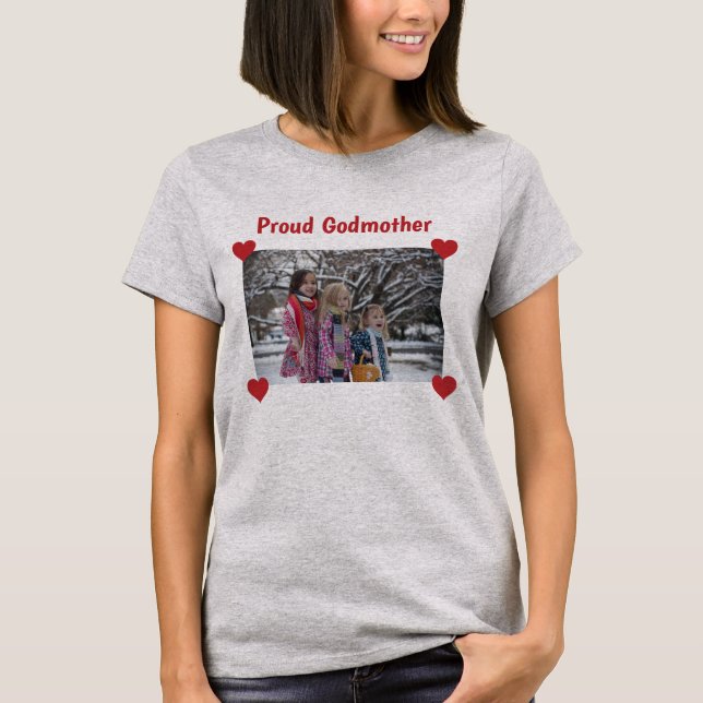 T-shirt Coeur Fier Godmère Amour Personnaliser la photo Fa (Devant)