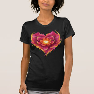 T-shirt Cœur flamboyant de l'amour en fleurs