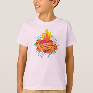 T-shirt Coeur flamboyant Dia de los Muertos   Chemise à ma