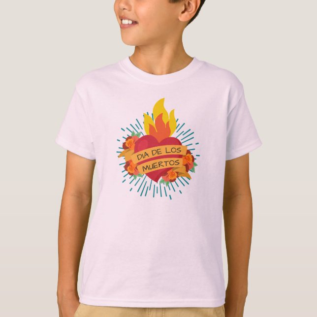 T-shirt Coeur flamboyant Dia de los Muertos | Chemise à ma (Devant)