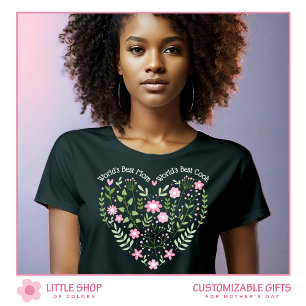 T-shirt Cœur floral rose Meilleure maman du monde personna