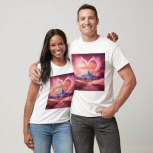 T-shirt Coeur fumé rose avec ailes au milieu du désert bla