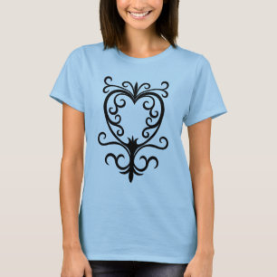 T-shirt Coeur gothique de scrollwork de damassé élégant