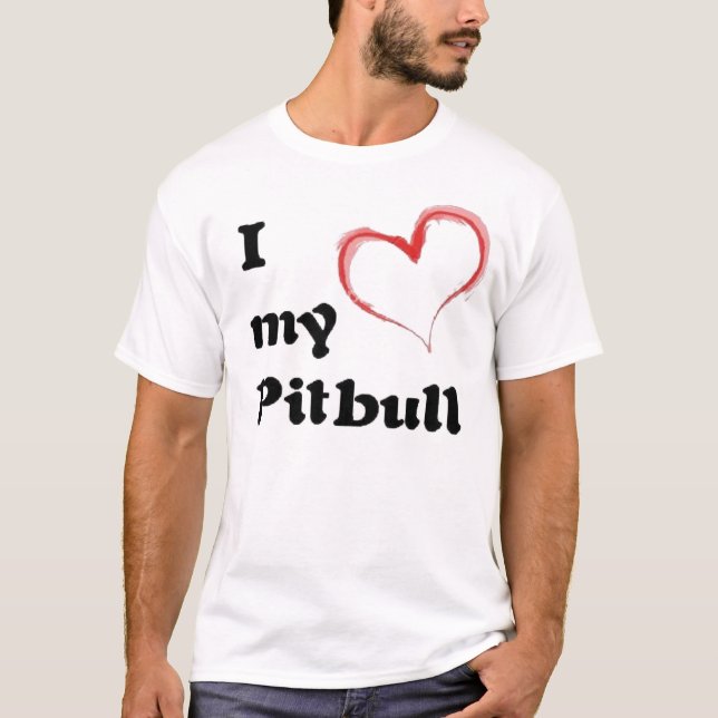 T-shirt coeur i mon pitbull (Devant)