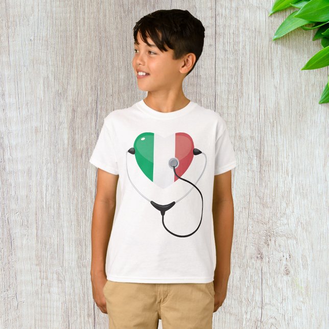 T-shirt Coeur italien avec stéthoscope Soins de santé (Créateur téléchargé)