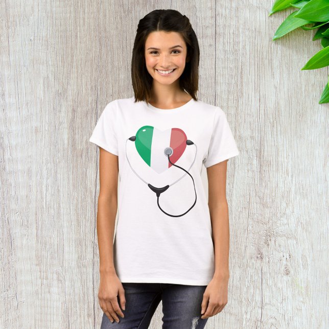 T-shirt Coeur italien avec stéthoscope Soins de santé (Créateur téléchargé)
