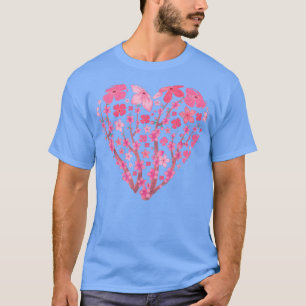T-shirt Coeur japonais Sakura Fleur rose Joli cerisier Bl