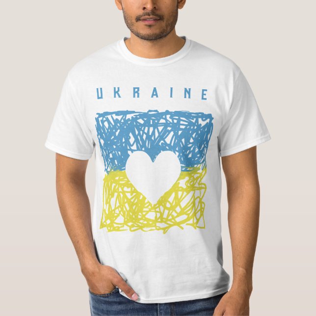 T-shirt Coeur jaune bleu ukrainien (Devant)