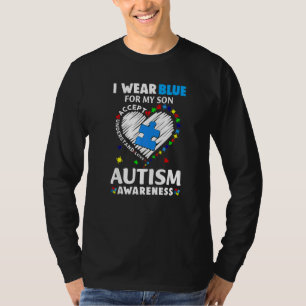 T-shirt Coeur Je Porte Du Bleu Pour Mon Fils Sensibilisati