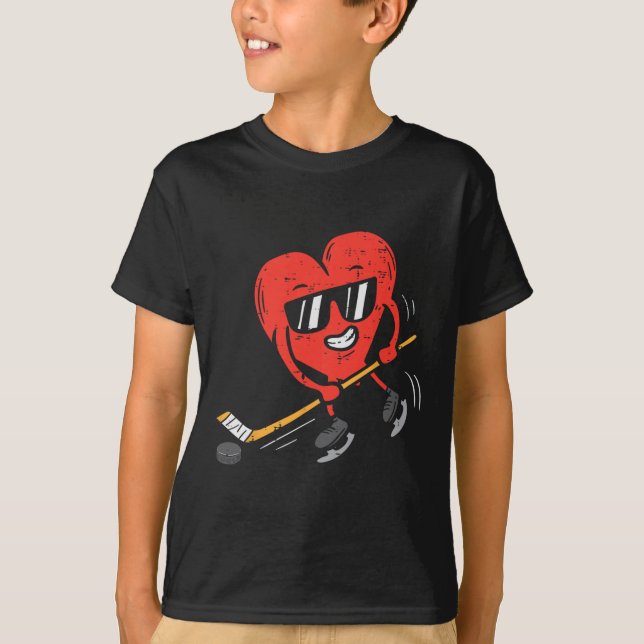 T-shirt Coeur Jeu de hockey sur glace Valentines Jour Amou (Devant)