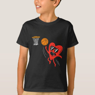 T-shirt Coeur Jouer Bysketbyll mignon Valentines Jour Spor