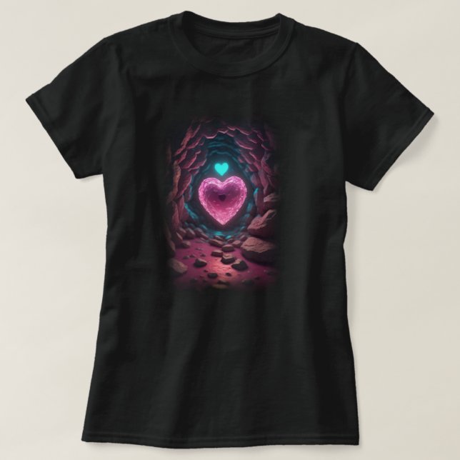 T-shirt Coeur lumineux 3d profond à l'intérieur (Design devant)