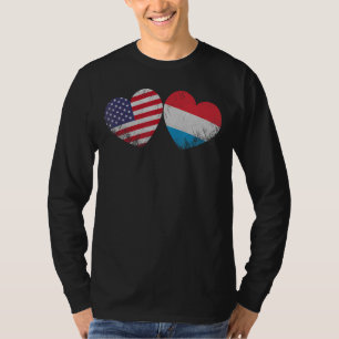 T-shirt Coeur Luxembourg Drapeau Américain Famille Patriot