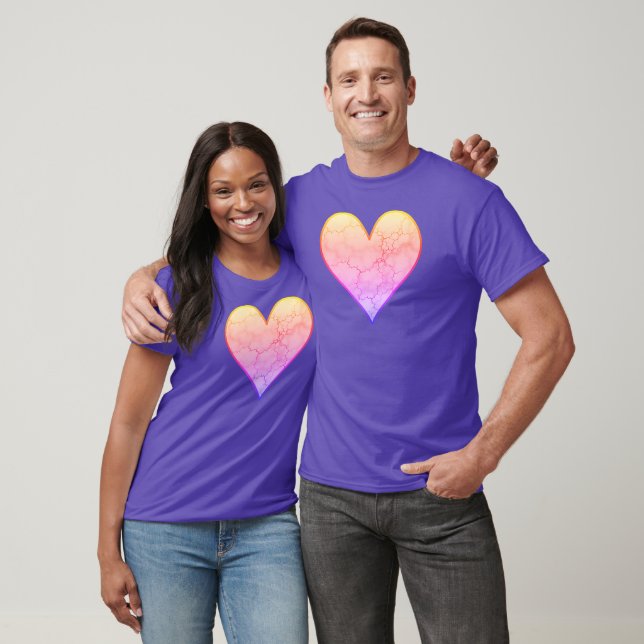 T-shirt Coeur marbré arc-en-ciel (Unisexe)