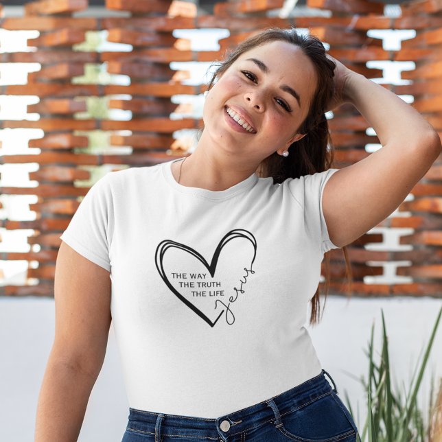 T-shirt Coeur Moderne Jésus La Voie La Vérité La Vie (Share your faith with this trendy t-shirt.)
