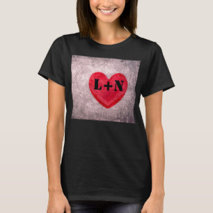 T-shirt Cœur Monogramme Personnalisé Stonewashed