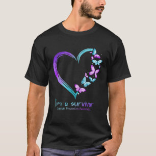 T-shirt Coeur papillon Je suis un survivant Prévention du 