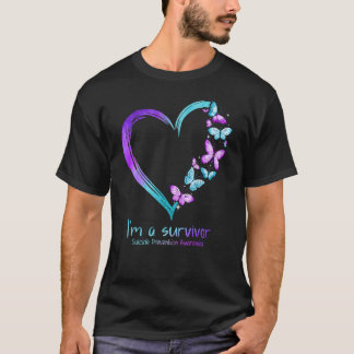 T-shirt Coeur papillon Je suis un survivant Prévention du 