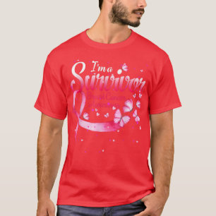 T-shirt Coeur papillon rose Je suis un survivant Cancer du
