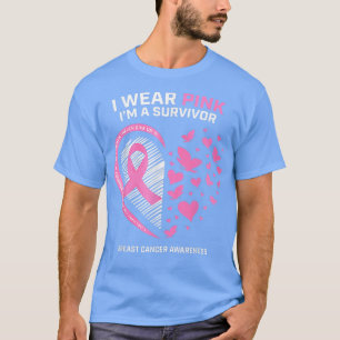 T-shirt Coeur papillon rose Je suis un survivant Cancer du