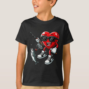 T-shirt Coeur Pêche Valentines Jour Enfants Enfants Hommes