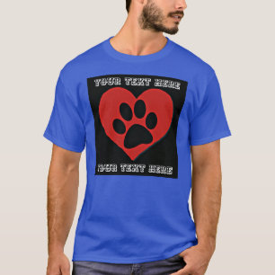 T-SHIRT COEUR PERSONNALISÉ D'EMPREINTE DE PATTE DE LOGO