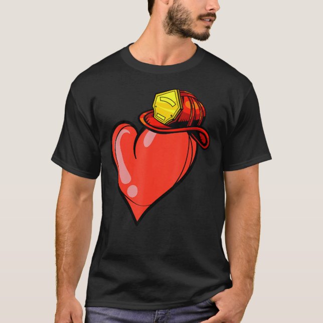 T-shirt Coeur pompier Valentines Cool de la Journée Bénévo (Devant)