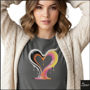 T-shirt Cœur Pop Art Abstrait Brillant qui Dégouline
