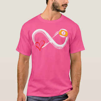 T-shirt Cœur pour fan de billard snooker 8 Ball Pool Billi