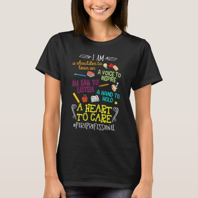 T-shirt Coeur Pour Soigner Paraprofessionnel Apprendre Amo (Devant)