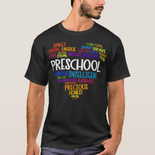 T-shirt Coeur pré-scolaire Retour à l'école Mot Cloud Étud