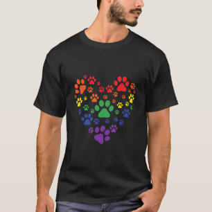 T-shirt Coeur Rainbow Chien Amour Empreintes de pattes Gay