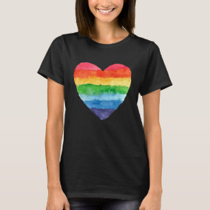 T-shirt Coeur Rainbow Watercolor mou